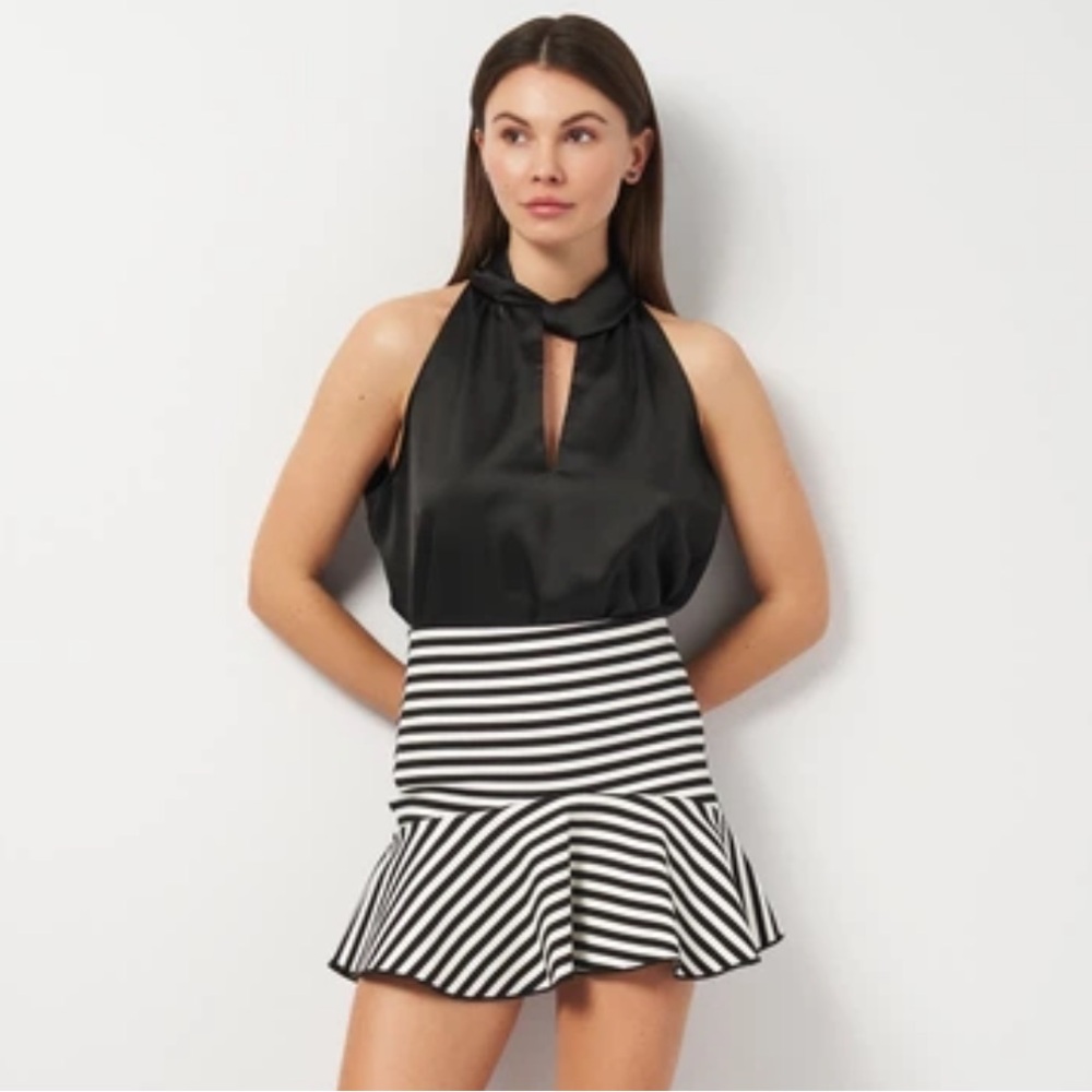 NWT Zara Blue & White Striped Mini Skirt Sz S